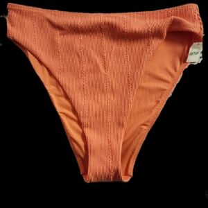 NWT - Aerie High Cut, Crinkle, Light Orange Bikini Bottom Size L